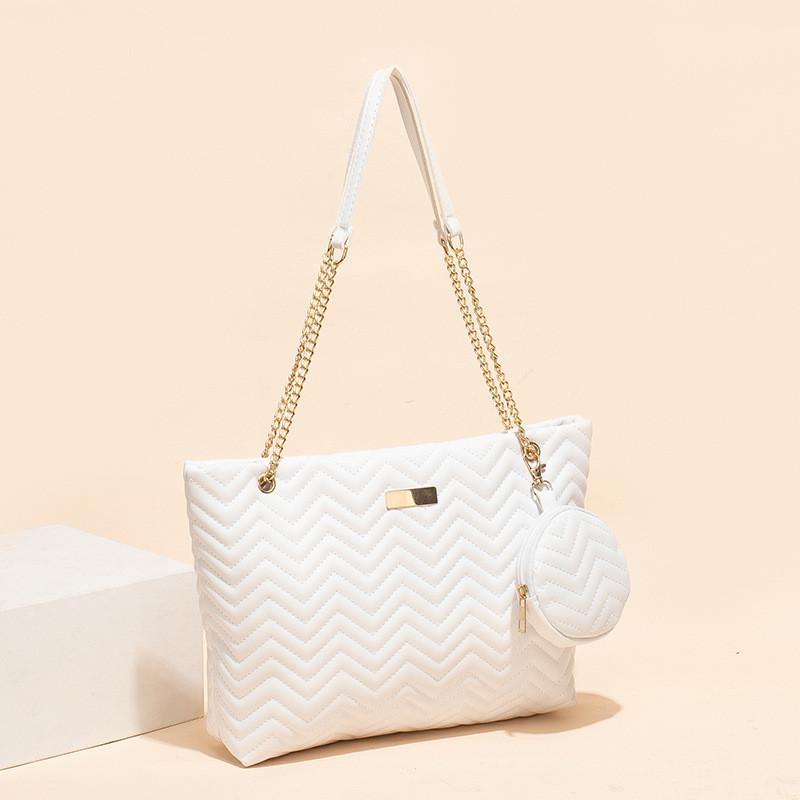 Stylish Big Bags Set For Women Featuring Embroidered Large Capacity Shoulder Bags In Elegant White Black Brown And Apricot Colors