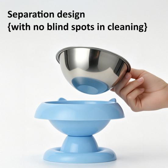 Jijijing Elevated Pet Bowl, Detachable Stainless Steel Inner Raised Cat Water or Food Protects Pets Spine, Feeder for Indoor Cats