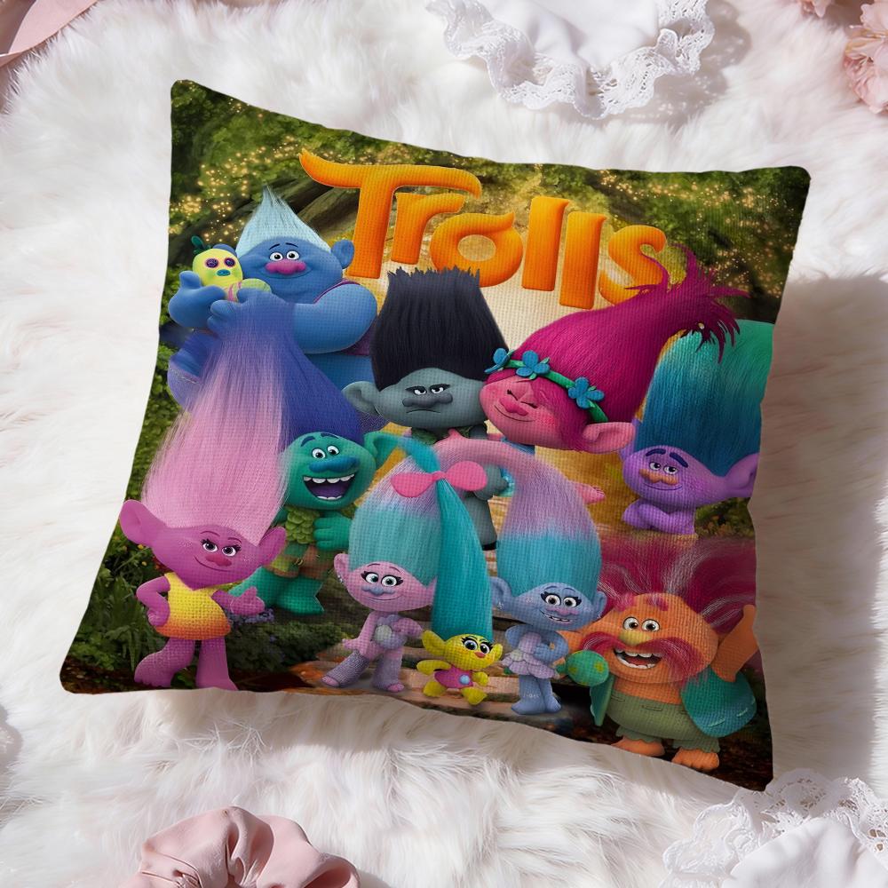 Trolls cute Cushion Cover Premium Comfort Reversible Pillow Cove -Two in One Design for Any Room & Car Interior