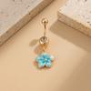 Süßer Sexy Bunter Blume Runde Zirkon Edelstahl Bauchnabelring für Damen Urlaubs Piercing Bauchnabelstecker Körperschmuck