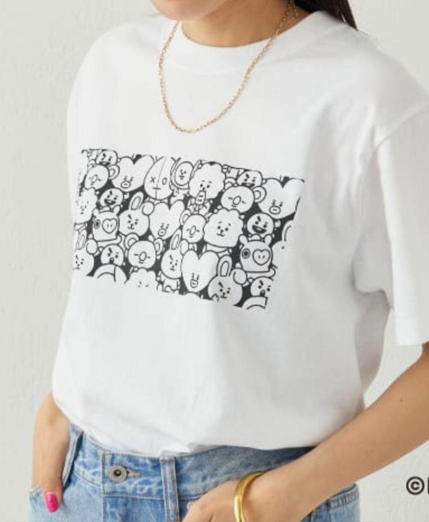 [USED] BT21×Loungedress T-shirt, white, free size
