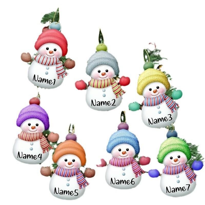 Christmas Acrylic 2D Snowman Ornament, Hanging Decor for Car Mirror, Backpack, Tree with Hook, Festive Gift Accessorie