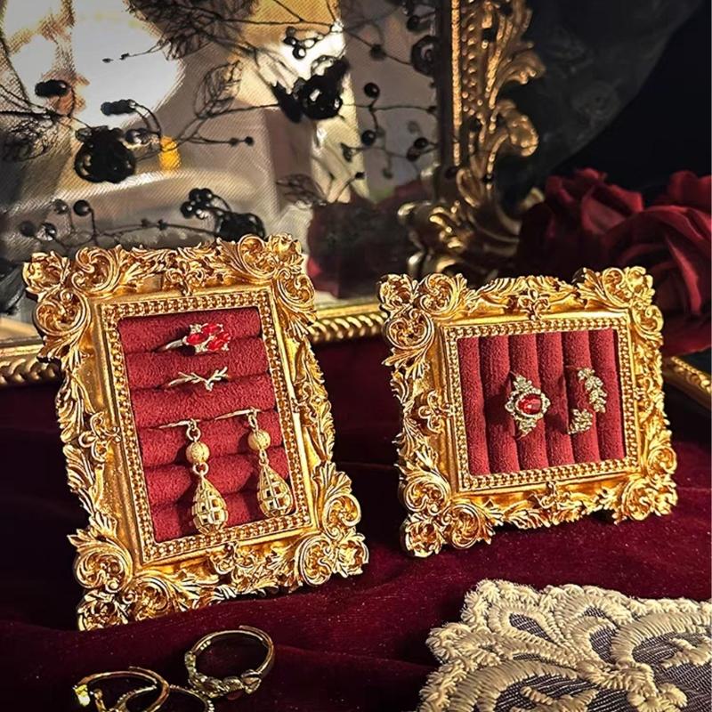 Vintage-inspirierte Ringhalter-Schale Schmuck-Displayständer Mit Samtauskleidung Und Harz-Handwerkskunst Foto-Styling-Werkzeug