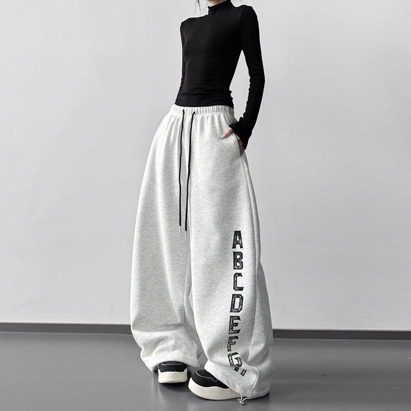 Women s 2025 Winter White Wide-Leg Velvet Sweatpants for Jazz Dance Medium