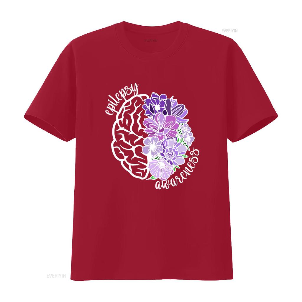 Epilepsy Awareness T Shirt Purple Flower Brain Design Neurodiversity Autism Mom Vintage Washed Slightly Soft Graphic Casual