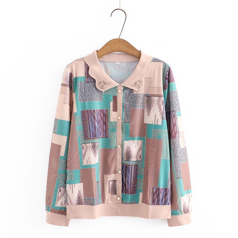 Women's Long-sleeved T-shirt Fashionable Lapel Fashion Printed Casual Top