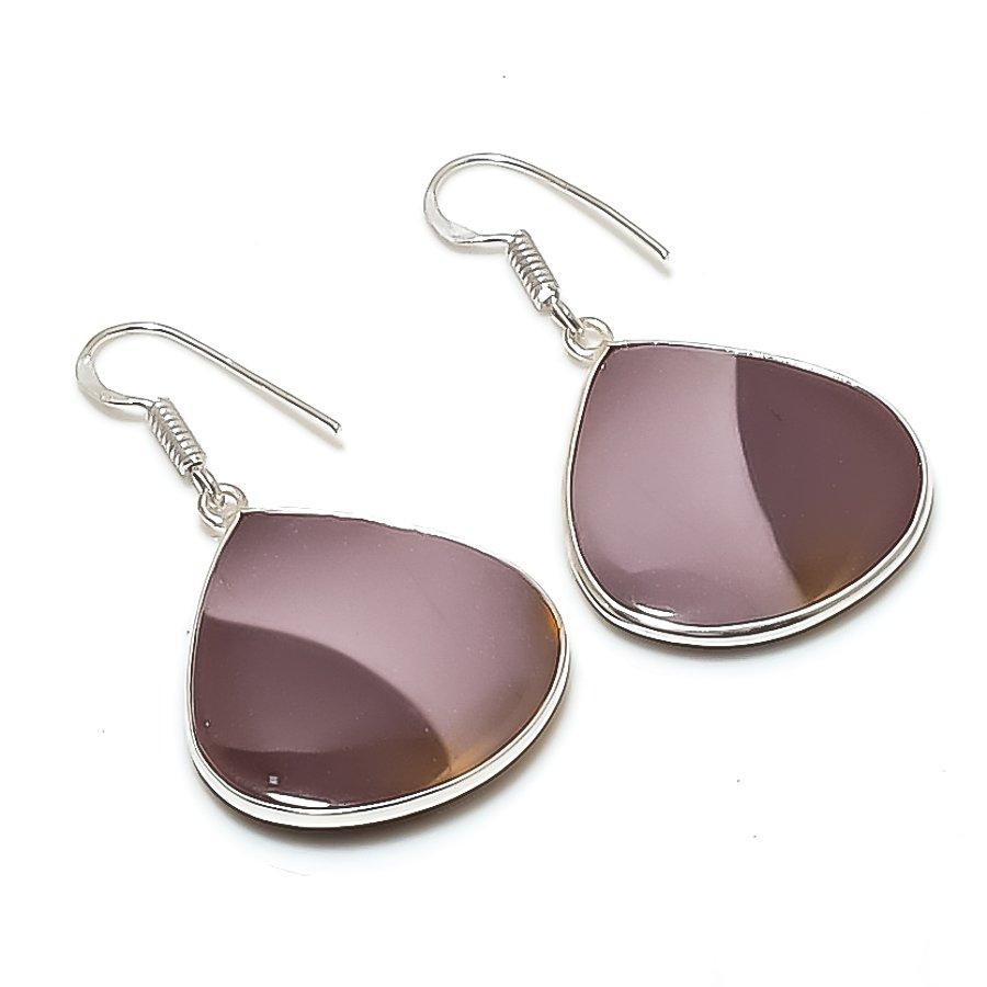 Натуральный камень Мукаит Ручная работа Серьга из стерлингового серебра 925 пробы 1,77  AE-11492