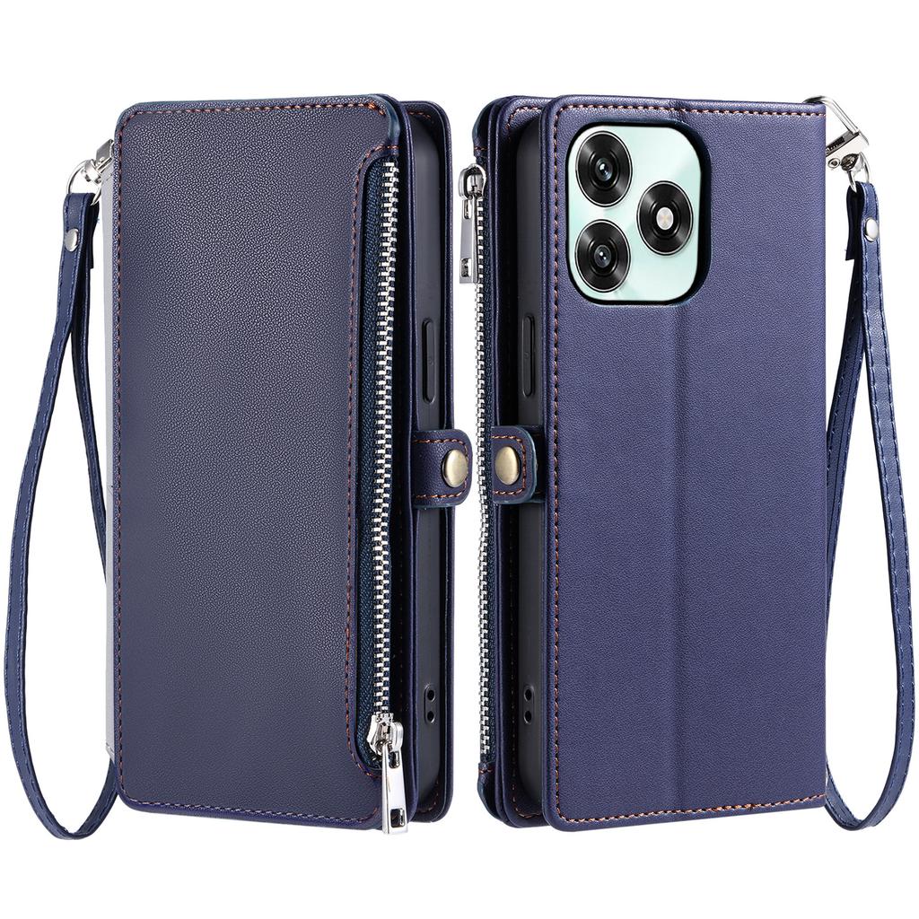 Phone Case For Honor Play10A 4G / X5c Plus 4G / X5c 4G TPU + PU Leather Wallet Phone Cover with Wrist Strap