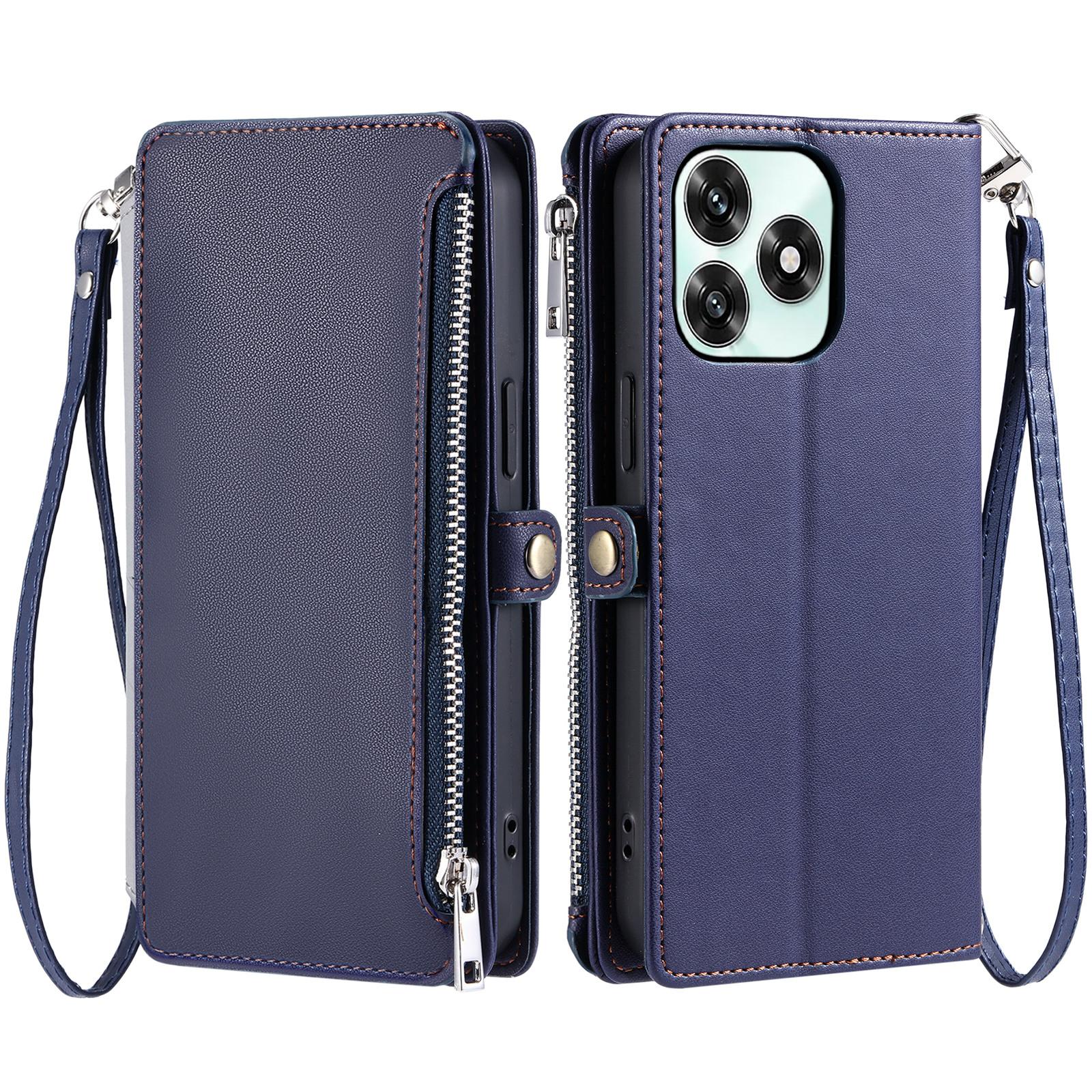 Phone Case For Honor Play10A 4G / X5c Plus 4G / X5c 4G TPU + PU Leather Wallet Phone Cover with Wrist Strap