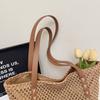 Woven Tote Bag for Women Summer Beach Handbag with Faux Leather Strap Fashion Casual Carryall