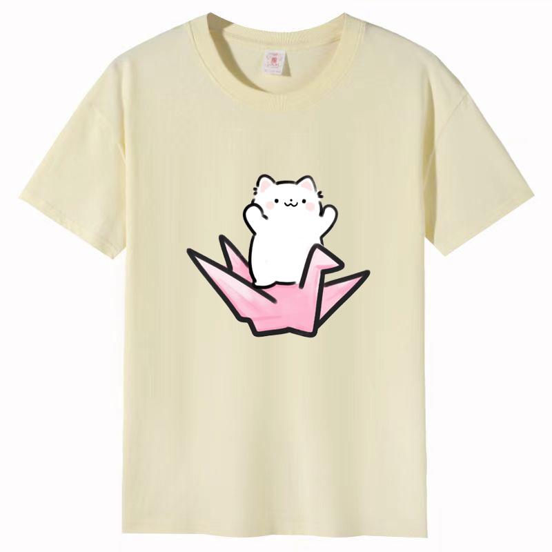 Dámské léto Populární tričko s krátkým rukávem Bavlna Prodyšné Volný top Potištěné tričko Ležérní