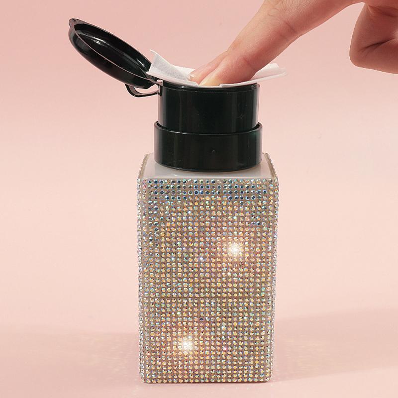 1 Pcs Diamond Nail Refillable Bottles Empty Press Pump Dispenser Nail Art Polish Remover Cleaner Makeup Bottle Manicure Tool