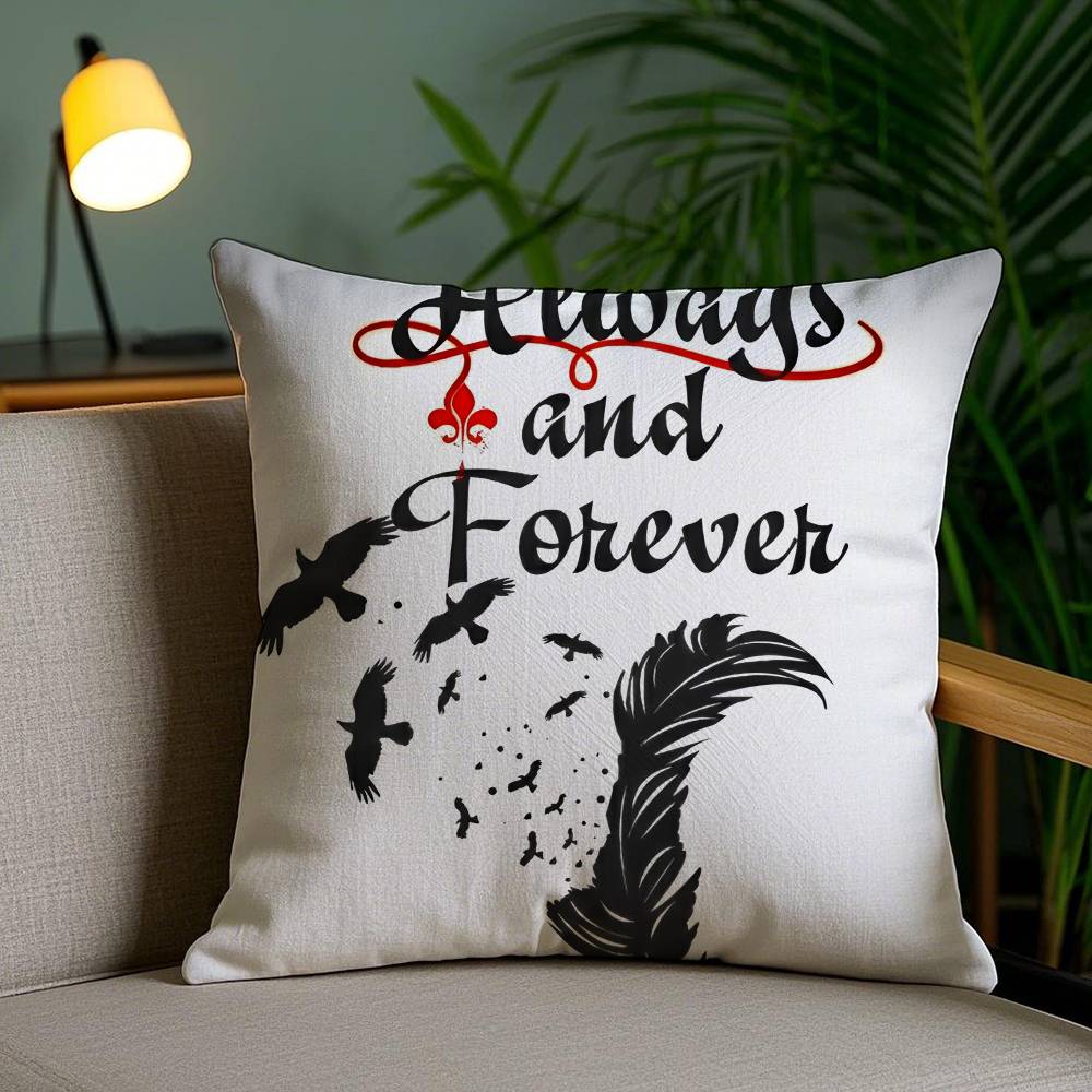 Movie The Vampire Diaries-D Pillow Case Anti-Dustmite Pillowcase Invisible Zipper Silky Short Plush Sofa Cushion Cover