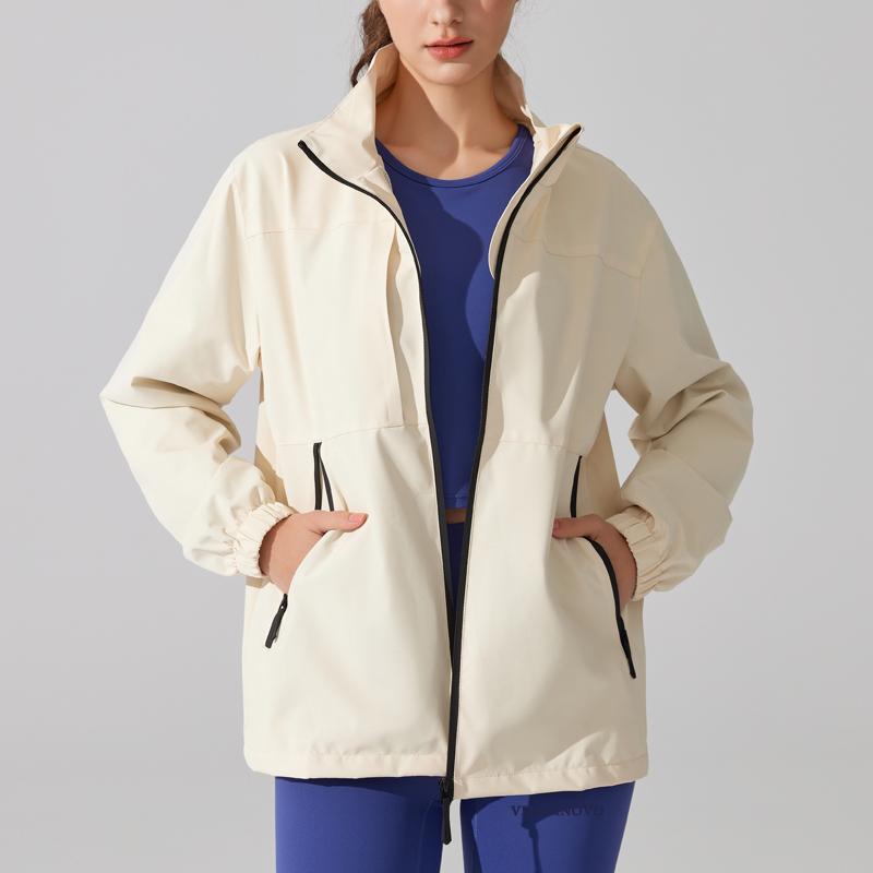 Women's Spring Plus Size Waterproof Rain Jacket Stand Collar Lightweight Windbreaker Raincoat Full Zipper Running Jacket