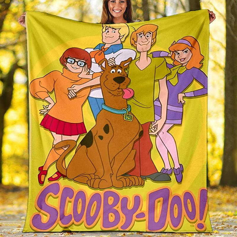 Pătură Imprimată cu Tema Scoobydoo Perfectă Pentru Canapea Pat Călătorie Utilizare în Aer Liber Lavabilă la Mașină Confortabilă Durabilă