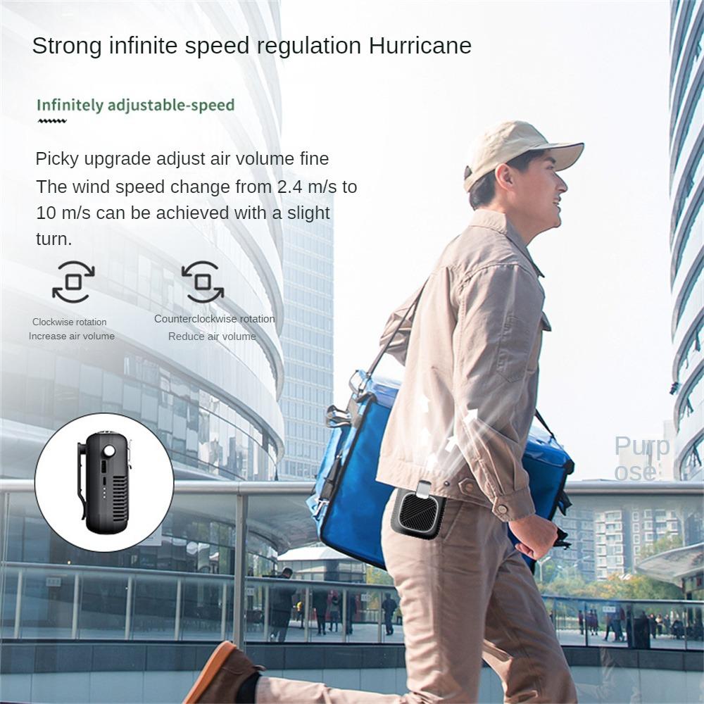 Portable Waist Fan Small Light Luxury Design Stepless Speed Control Desktop Outdoor Stroller Charging Treasure Frequency Fans