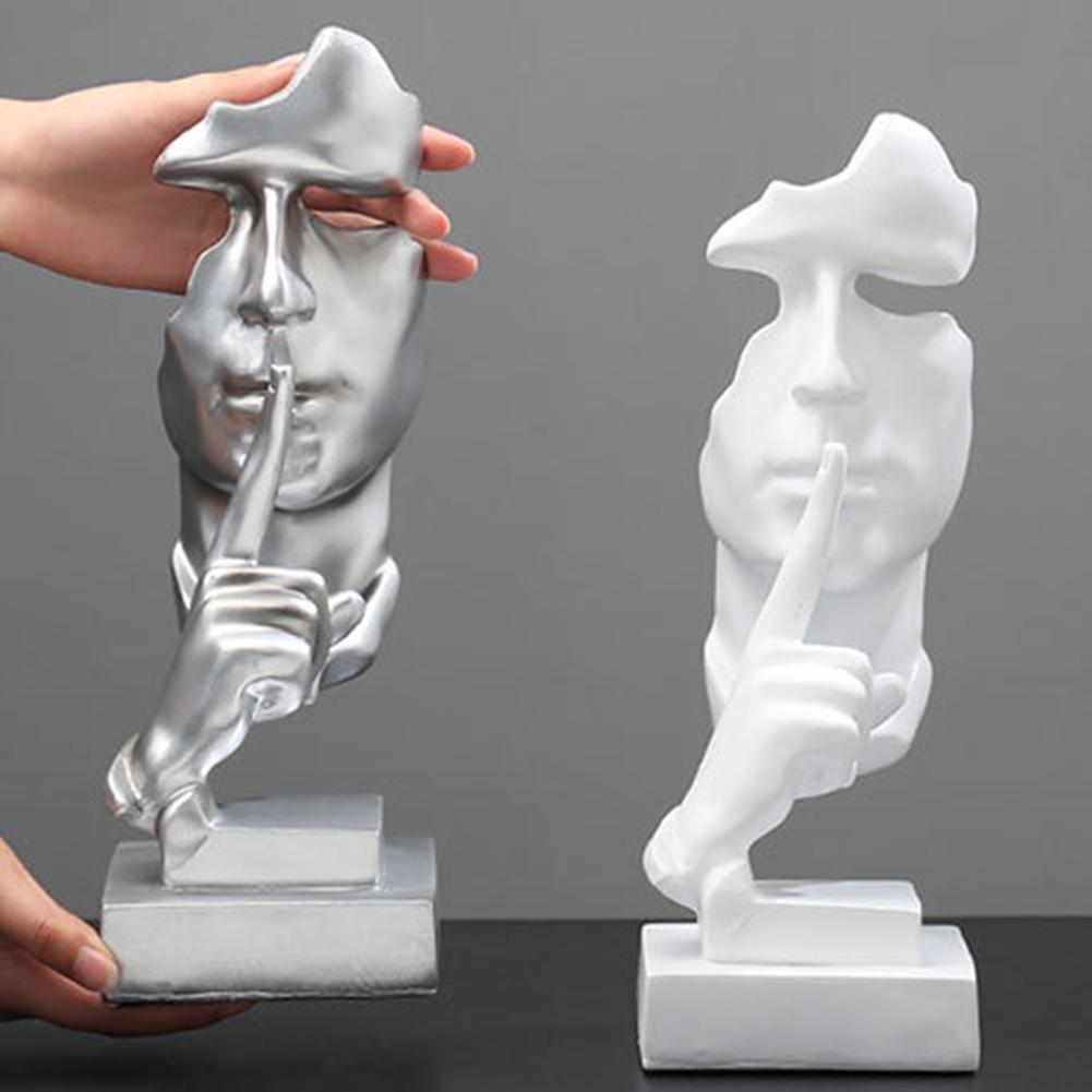 Silent Abstract Sculpture Ornaments Silence Is Gold Resin Statue Creative Home Decoration Accessories