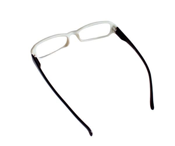 Bayline Reading Glasses White Bicolor Square Unisex 892 Black x [Bayline] (Prescription Glasses) (+2.0, White)
