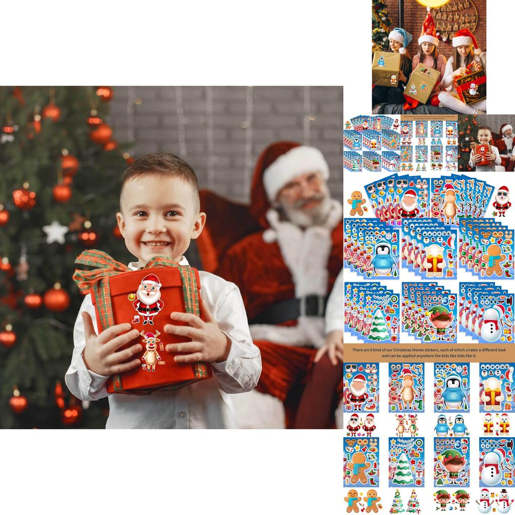 Adorable Cartoon Santa Claus Interactive Puzzle Diy Face Stickers For Kids Fun
