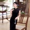 Black Velvet Sleeveless National Style New Chinese Suzhou Long Cheongsam Improved Young Women's High-end Dress Spring and Autumn
