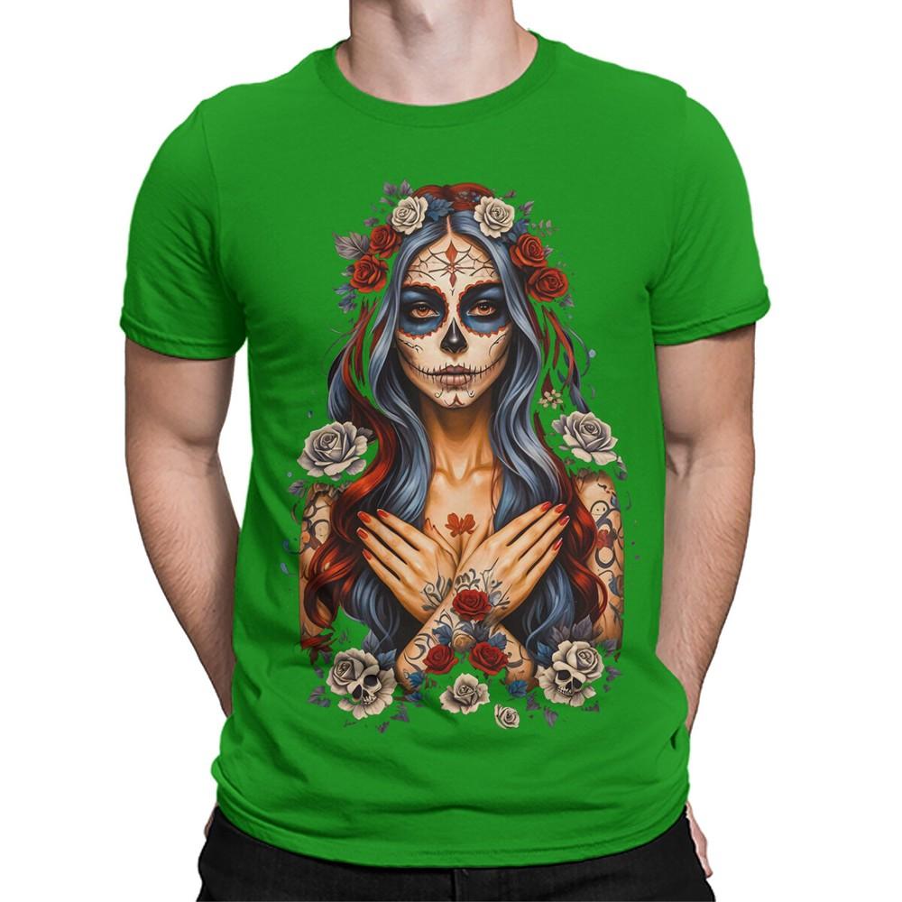 Gothic Sugar Skull Woman Portrait TShirt Dark Ornate Day of the Dead DT2382