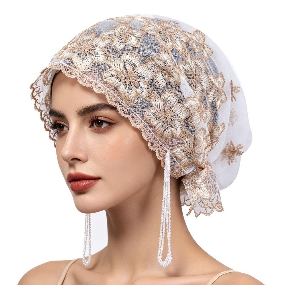 Lace Texture Embroidered Hair Cap Floral Pattern Fashion Headpiece Daily Hair Covering Daily Wear