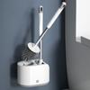 2PCS Toilet Brush and Holder Wall-mounted Soft Bristles Toilet Brush Cleaner No-drilling Bathroom