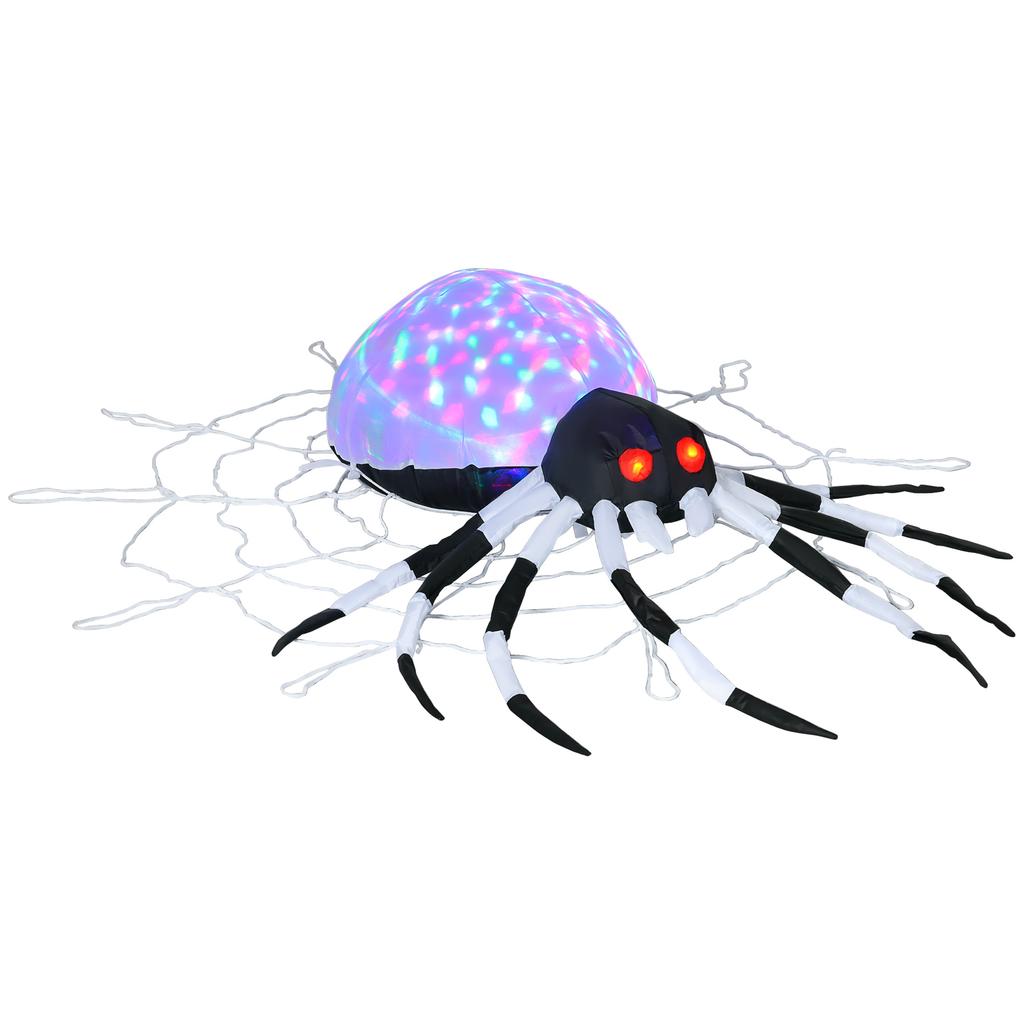 5FT Long Halloween Inflatable Spider, Hanging Giant Spider with Colourful LED Light, Blow-Up Outdoor LED Garden Display for Lawn, Party