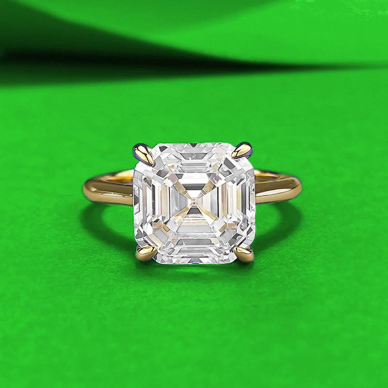 

Zhu Zhi Fan S925 Sterling Silver Asscher-Cut Diamond Ring - Elegant Light Luxury Women s Jewelry Size 5