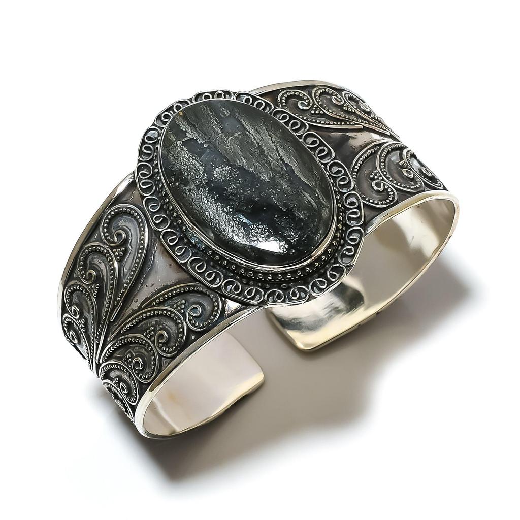 Natürlicher Markasit Edelstein Handgefertigter 925 Sterlingsilber Armreif, Markasit Armreif, Für Ehefrau, Unisex Armreif, Geschenke für Mutter