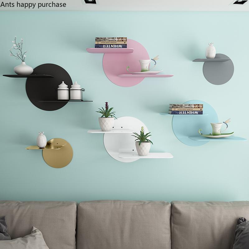 Nordisches Wandregal Hintergrundregal Eisenkunst Dekoregal Wohnzimmer Wandhängende Ausstellung Zwei Etagen Lagerregal