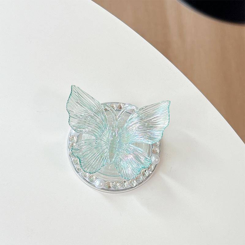 Three-Dimensional Colorful Butterfly Mobile Phone Airbag Bracket Magnetic Paste Flash Powder Wind Ring Desktop Watching Drama