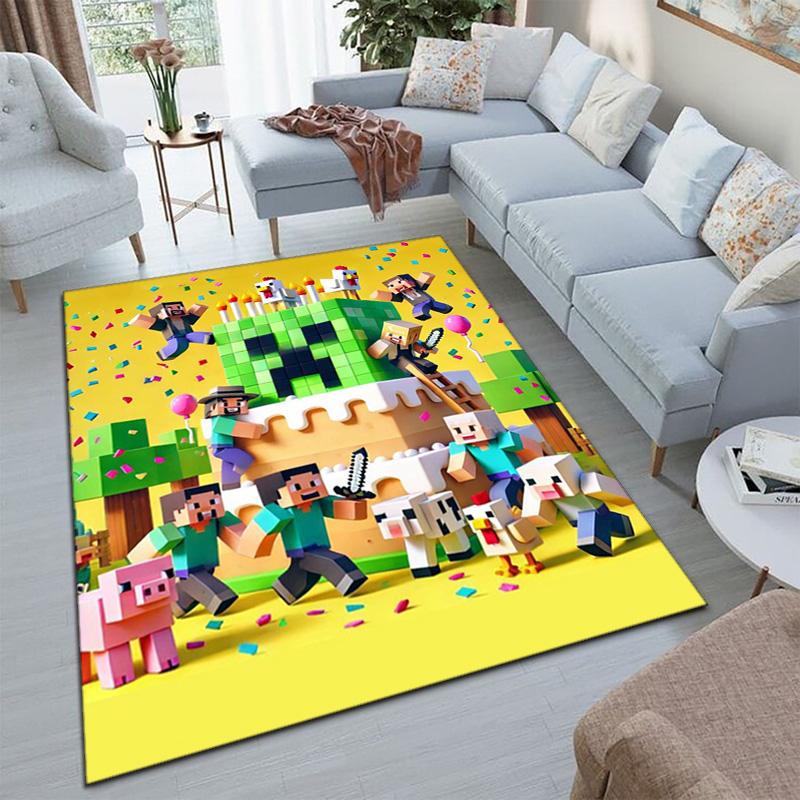 Classic Sandbox Xbox Game Minecraft Carpet Carpet Home Living Room Decoration Table and Chairs Anti Slip Door Mat Outdoor Picnic Mat Carpet A10