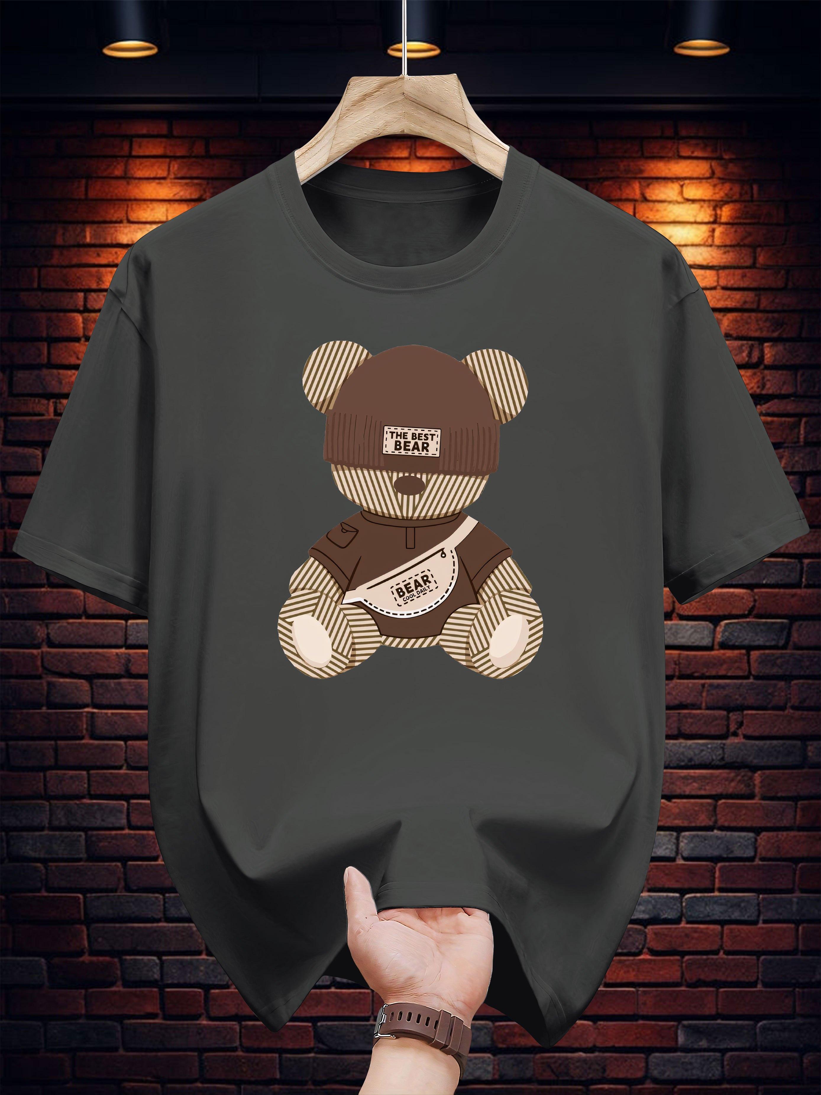 T-shirt with Playful Teddy Bear Graphic Print - Casual Summer Tee M
