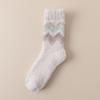 Female Autumn and Winter Thickened Warm Stripe Absorbs Perspiration Home Floor In Tube Socks