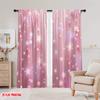 2D flat printing 2pcs Curtain Pink Starry Sky Versatile Polyester Fabric  Without Electricity Versatile Perfect for room decor