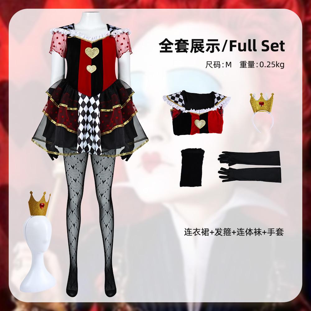 Alice in Wonderland Queen of Hearts Cosplay Halloween Short Skirt Costume