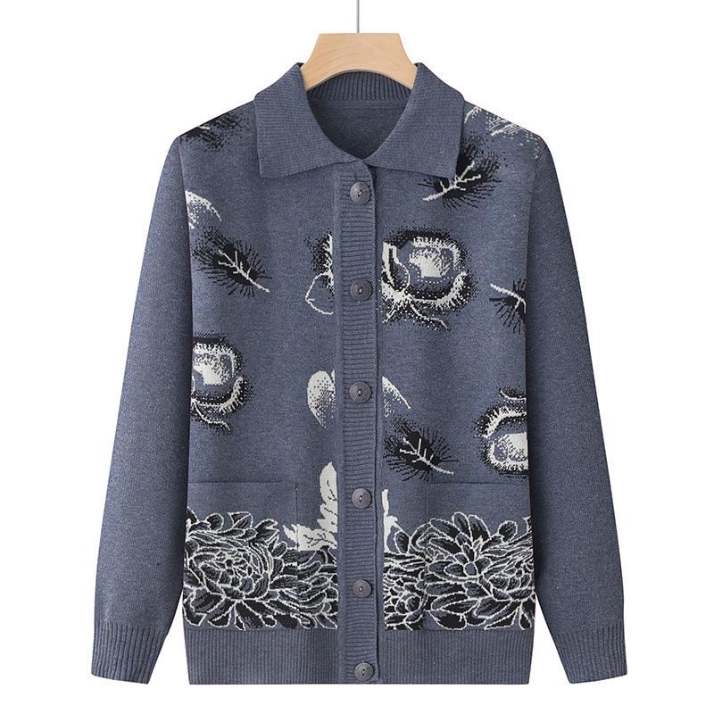 Grandma's Knitted Cardigan: Lightweight Spring Sweater for Elderly Women
