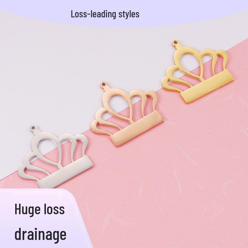 

Mirror Stainless Steel Crown Necklace Pendant DIY Charm