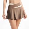 Nuodingxiu Faux 2-in-1 Color-block Sport Yoga Skirt Shorts