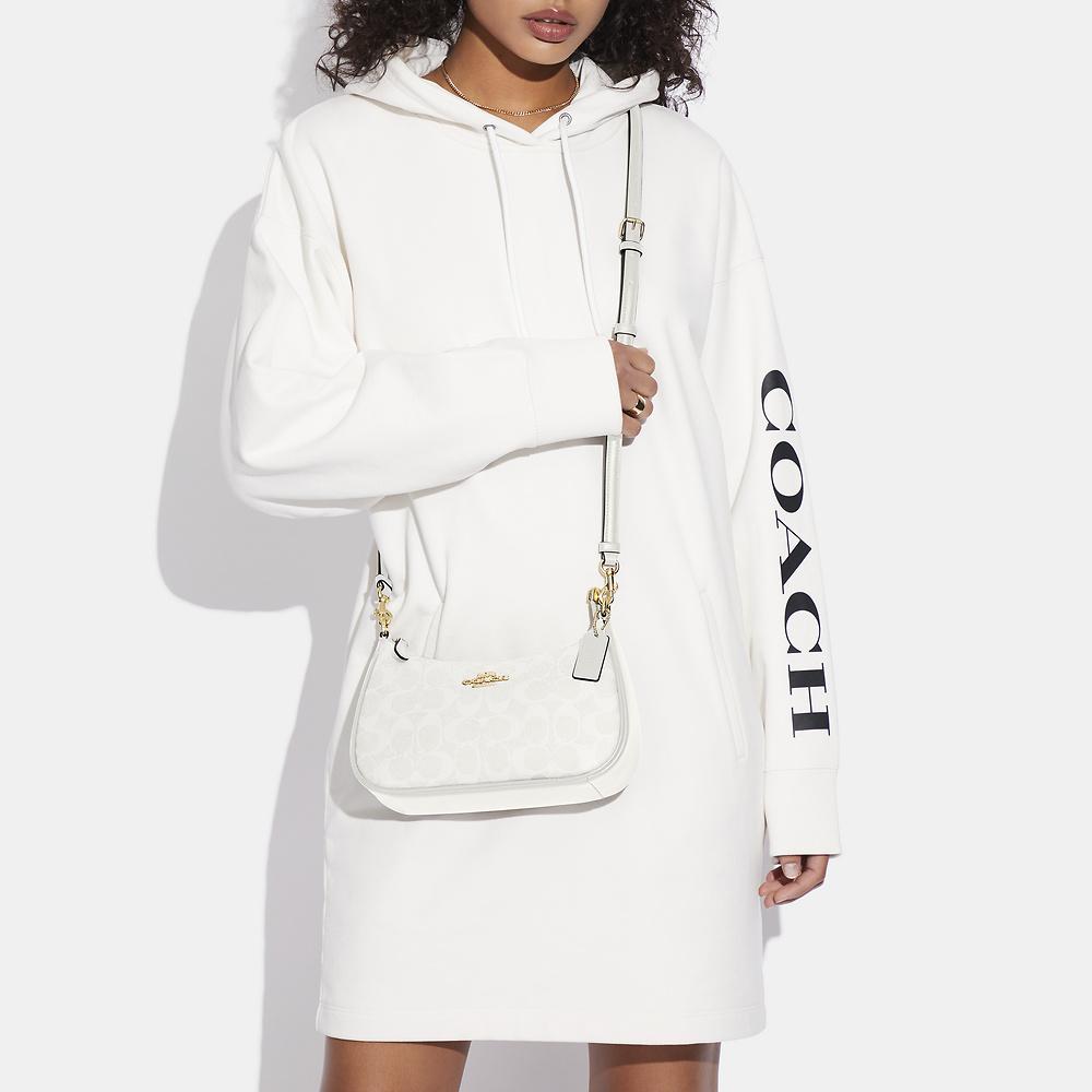 Coach Bolso de Hombro Teri 25 Logo Clásico Piel Sintética para Mujer Bolso de Hombro Blanco CA548-IMRFF
