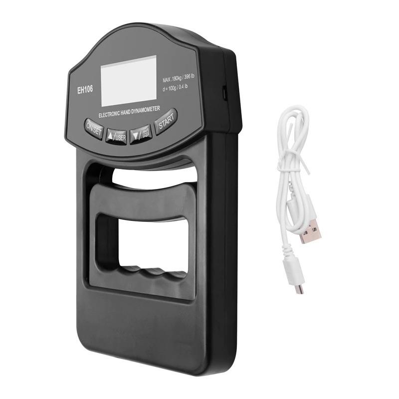 

Тестер силы хвата 396 фунтов/180 кг, цифровой ручной динамометр, USB, ЖК-экран, кистевой эспандер для силовых тренировок, спорт