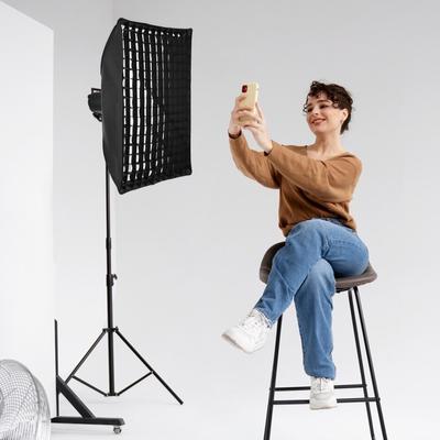 60 * 90cm Quick Release Rectangular Softbox Bowens Mount Softbox with Grid Soft Cloth & Storage Bag