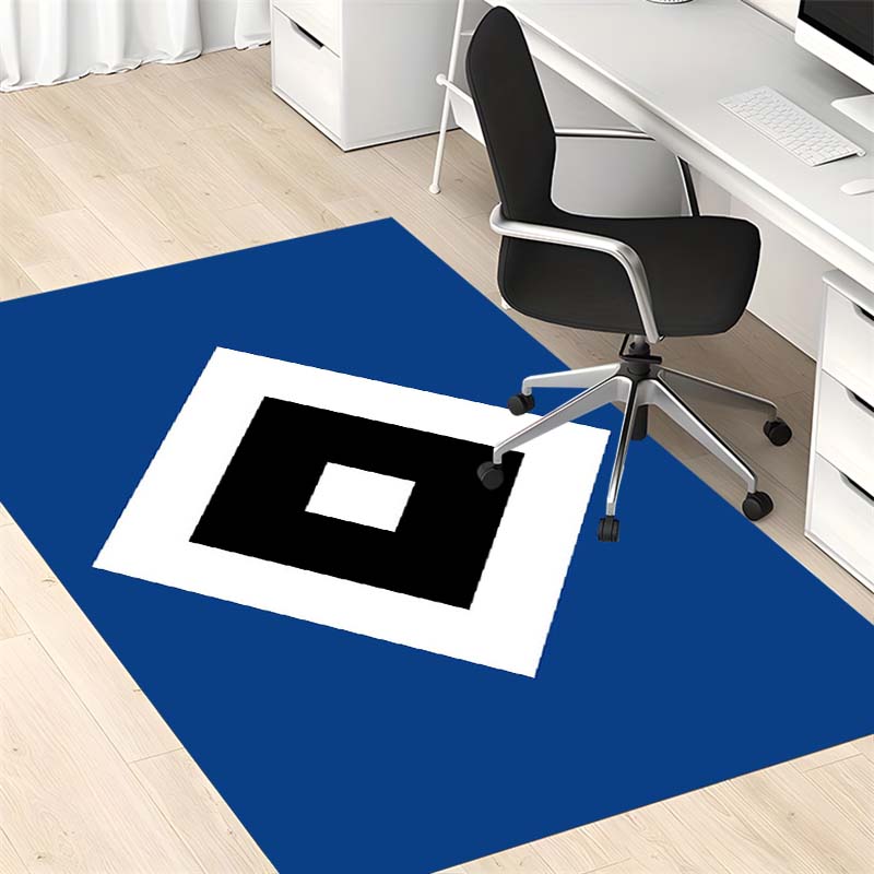 Hamburger SV Club Square Logo Simple Area Rug, Non Slip Solid Blue Floor Mat for Living Room Bedroom German Soccer Fan Decor