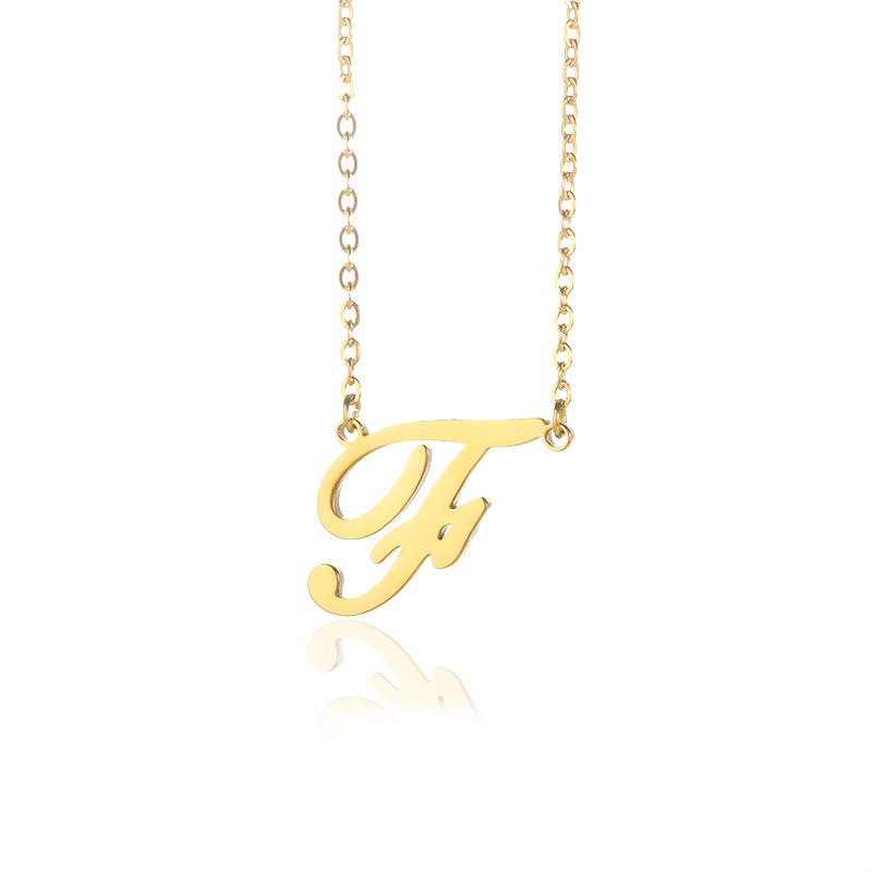 Stainless Steel Lowercase Letter Necklace with Clavicle Chain - European & American Design