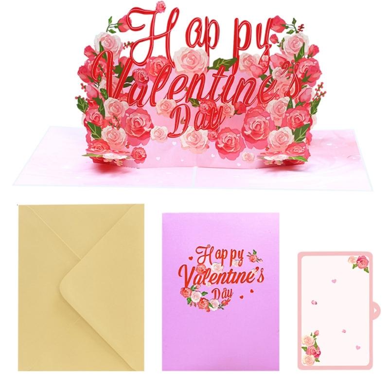 3D Valentines Day Card with Envelope 3D Valentines Card Folding Valentines Greeting Card for Husband Wife Friend