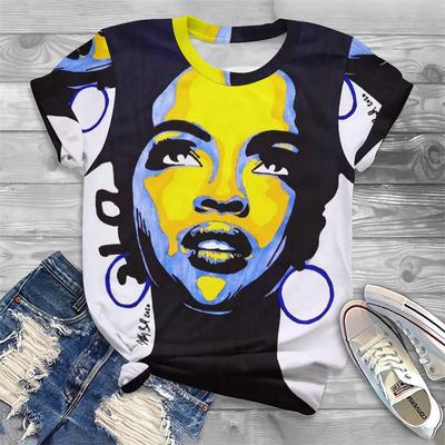 Módní dámská trička Vtipná 3D potisk topy Krátký rukáv Tričko Léto Kawaii Afrika Grafická trička Volné Oversized oblečení