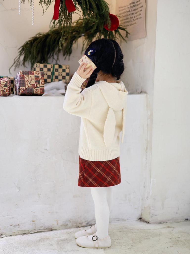 Mädchen-Set 2025 Koreanischer Stil Herbst/Winter – Weißer Kaninchen Pullover