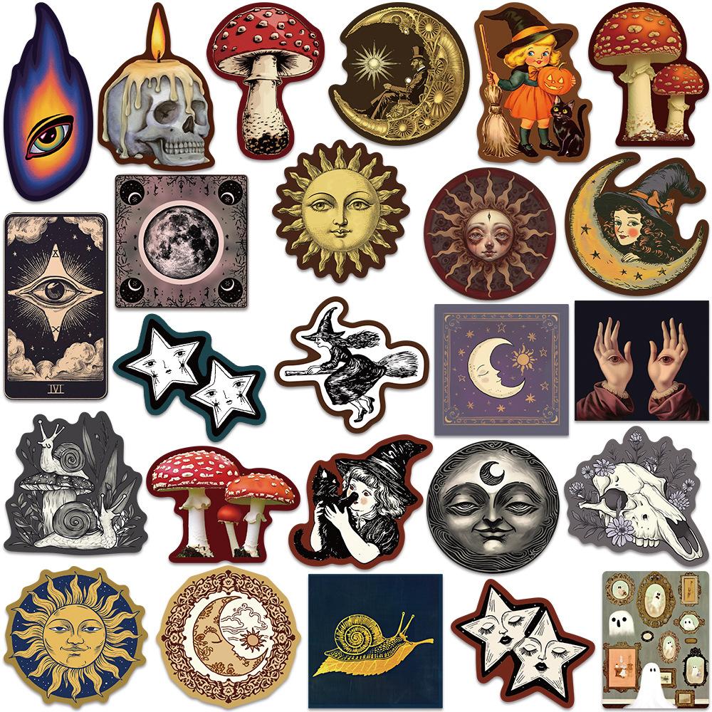 10/30/50pcs Mysterious Galaxy Universe Stickers Dark Sun Moon Planet Graffiti Decal DIY Scrapbook Journal Gothic Cartoon Sticker
