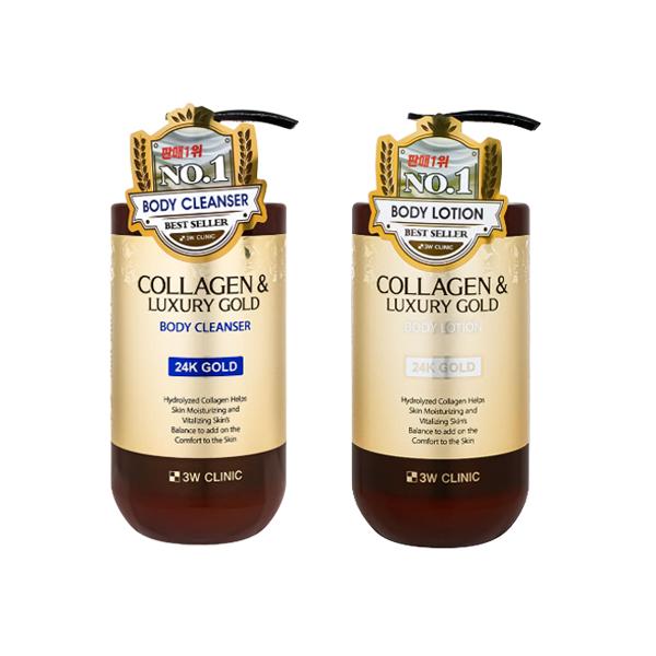 3w Clinic קולגן וזהב יוקרתי טיפול כולל (שמפו, ג'ל רחצה לגוף, קרם גוף, סרום לשיער, ספריי לשיער, אמפולה לשיער) (20 אפשרויות)